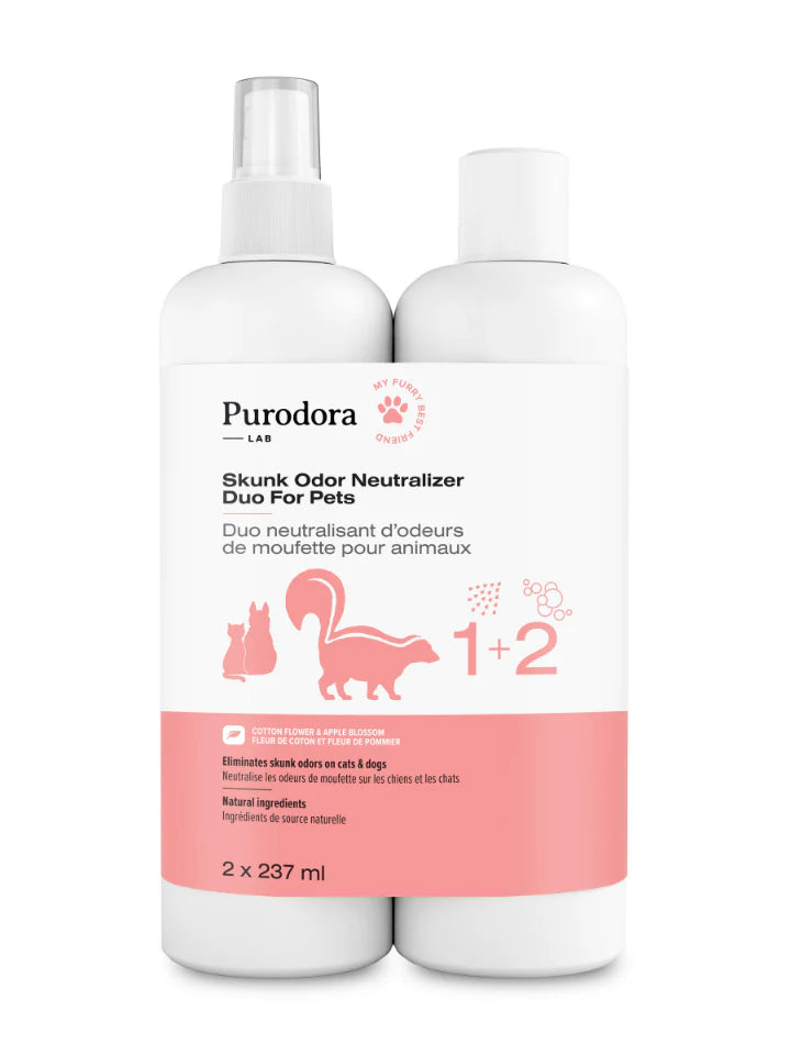 Purodora-Lab - Duo neutralisant d'odeurs de moufette pour animaux
