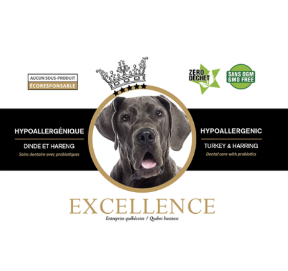Excellence - Nourriture hypoallergénique & soins dentaires avec probiotiques (Dinde & Hareng)